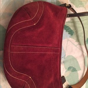 Burgundy suede coach handbag + wallet